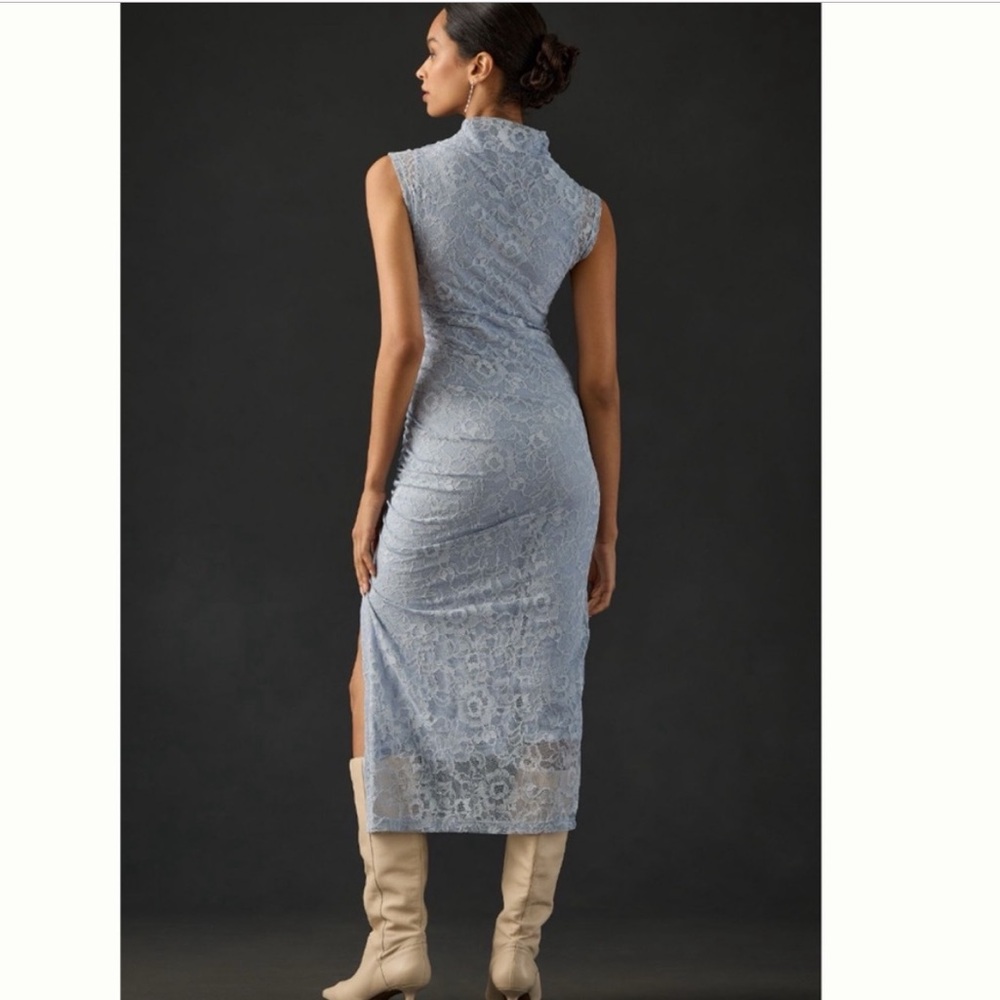 NWT Anthropologie The Maya Ruched Cowl-Neck Dress: Lace Edition Sky size XL - Picture 5 of 13